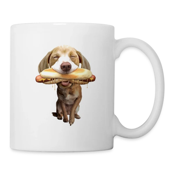 Chien Gourmand Hotdog sur Mug blanc