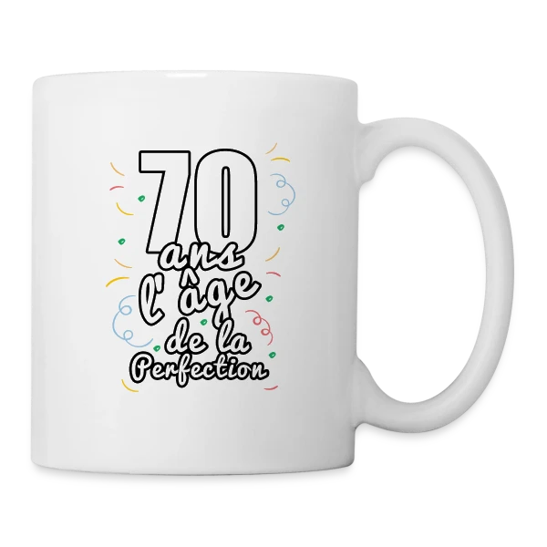 Anniversaire 70 Ans : Célébration Mémorable sur Mug blanc
