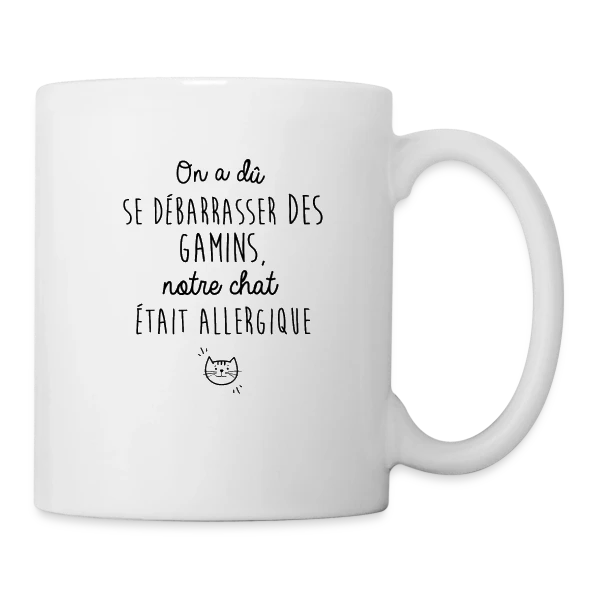 Humour : Mon Chat Est Allergique sur Mug blanc