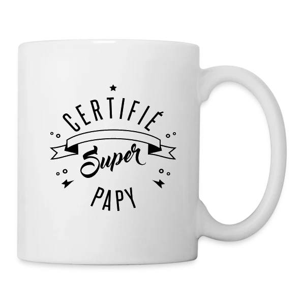 Certifié Super Papy sur Mug blanc