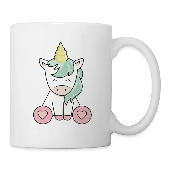 Licorne Kawaii Mignonne sur Mug blanc