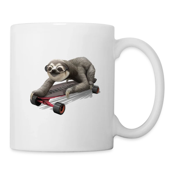 Paresseux Skateur Stylé sur Mug blanc
