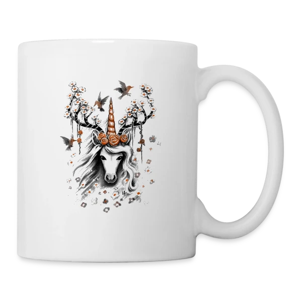 Licorne Botanique Enchantée sur Mug blanc