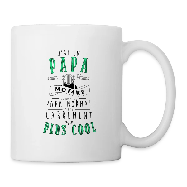 Mon Papa Motard : Le Plus Cool de Tous ! sur Mug blanc