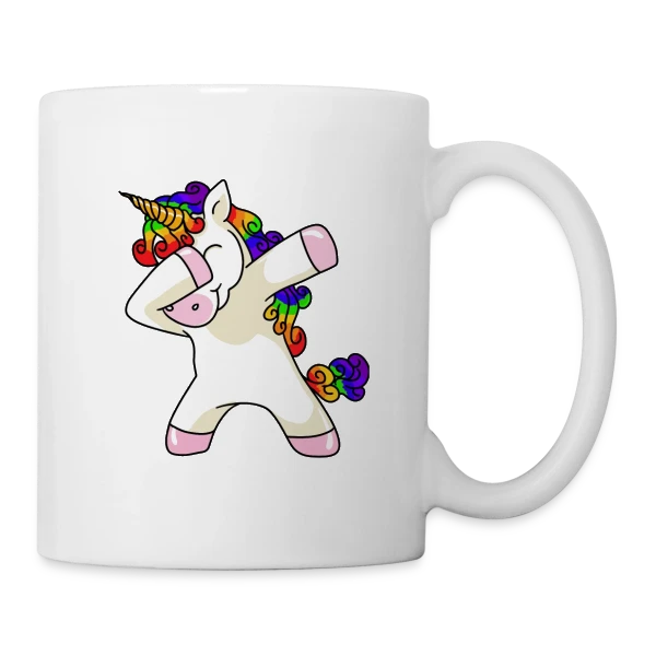 Licorne Dabbing Arc-en-ciel sur Mug blanc