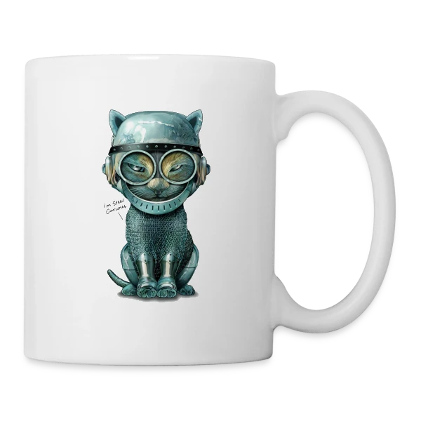 Chat Malin : Curiosité Féline sur Mug blanc
