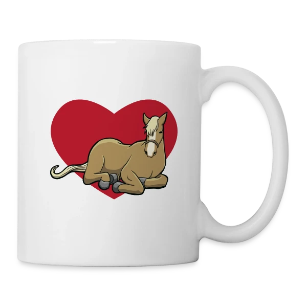 Cheval Câlin Cœur Rouge sur Mug blanc
