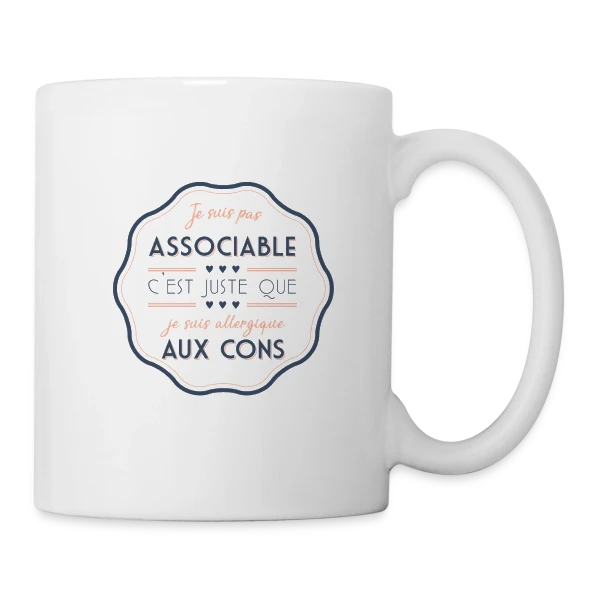 Sociable ? Non, Merci ! sur Mug blanc