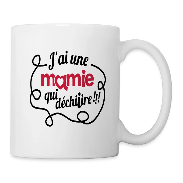'Ma Mamie Déchire !' : Cadeau Original pour Super Grand-mère sur Mug blanc