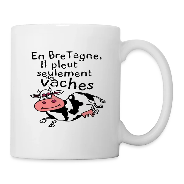 Bretagne Pluie Vaches sur Mug blanc