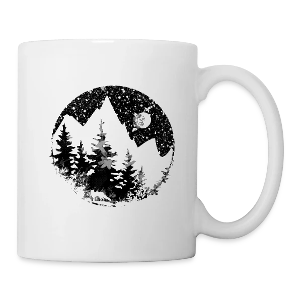 Paysage Montagneux Nocturne Fantastique sur Mug blanc