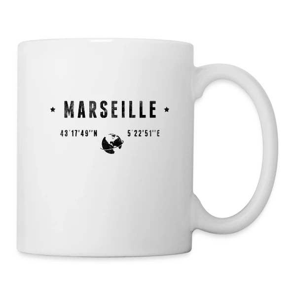 Marseille Coordonnées Globe sur Mug blanc