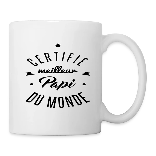 Le T-shirt "Meilleur Papi Certifié" sur Mug blanc
