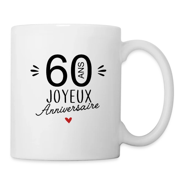Joyeux Anniversaire 60 Ans – Édition Spéciale sur Mug blanc