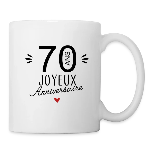 Anniversaire 70 Ans : L'Âge d'Or Célébré sur Mug blanc