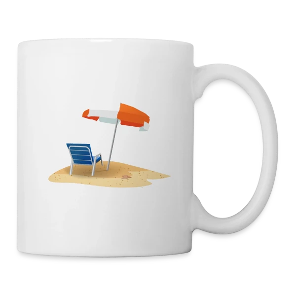 Parasol et Transat Plage sur Mug blanc