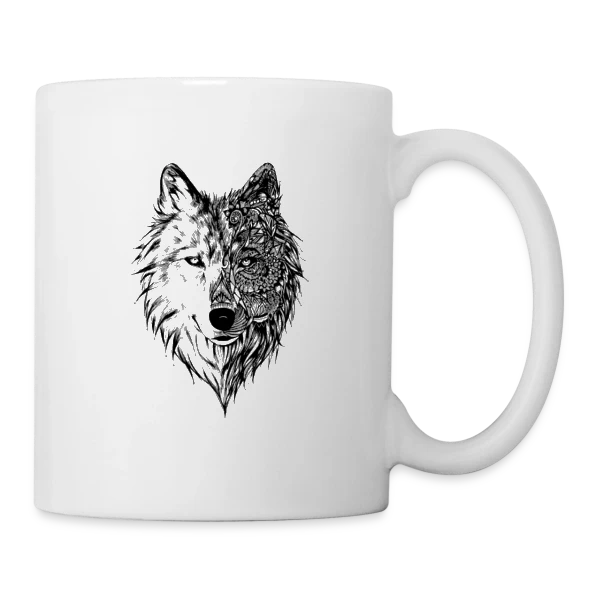 Loup Tribal Géométrique sur Mug blanc
