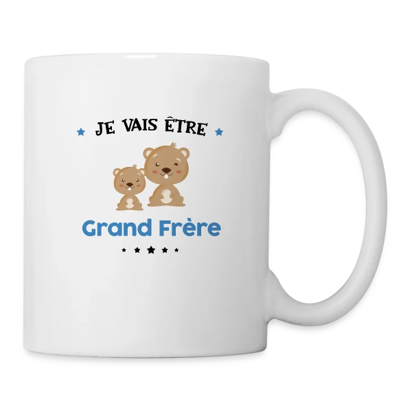 "Je Vais Être Grand Frère" - Annonce Naissance sur Mug blanc
