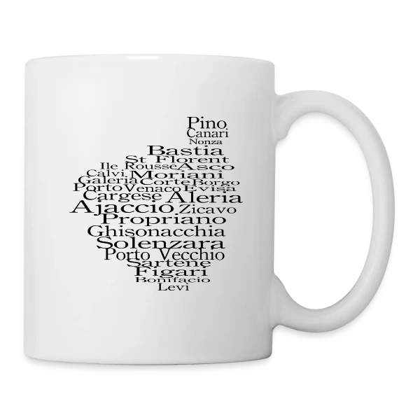 Carte Corse Villes Typographie sur Mug blanc