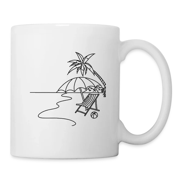 Scène de Plage Minimaliste sur Mug blanc