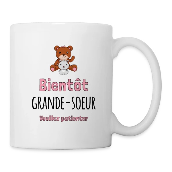 'Bientôt Grande Sœur' - Annonce Grossesse Originale sur Mug blanc