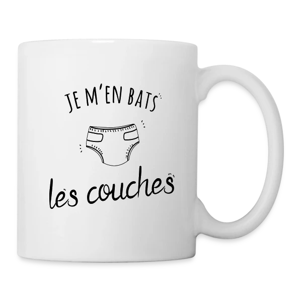 Humour "Je M'en Bats Les Couches" - Idée Cadeau Drôle sur Mug blanc
