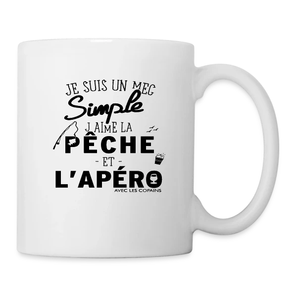 "Pêche & Apéro" : L'Humour du Pêcheur Relax sur Mug blanc