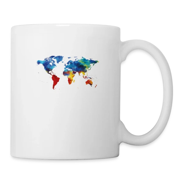 Carte du Monde Aquarelle sur Mug blanc