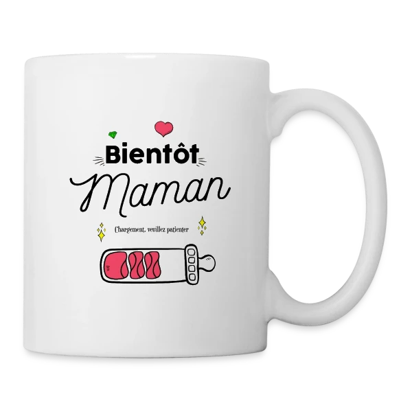 Future Maman : Mon Cœur Bat Pour Deux sur Mug blanc