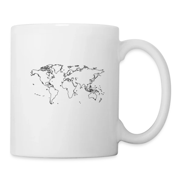 Carte du Monde Minimaliste sur Mug blanc