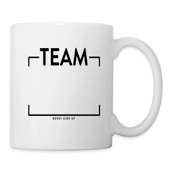 Personnalisé 'Never Give Up' - Votre Équipe au Sommet sur Mug blanc