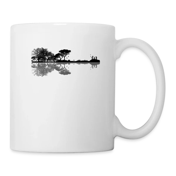 Guitare Électrique & Paysage Enchanté sur Mug blanc