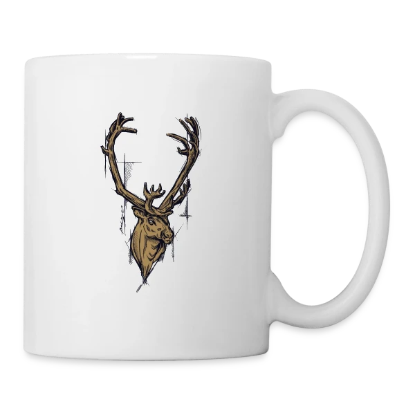 Renne Doré Majestueux sur Mug blanc