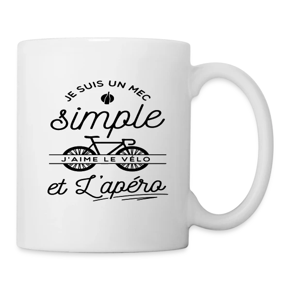 "Mec Simple, Vélo & Apéro" sur Mug blanc