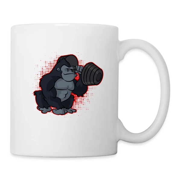 Gorille Musculation - Force et Humour sur Mug blanc