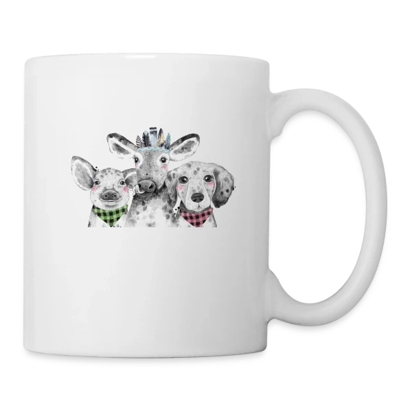 Trio Animalier Adorable sur Mug blanc