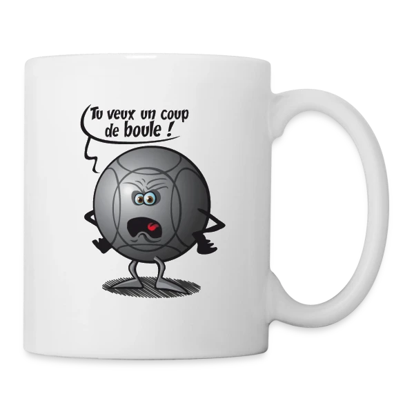 Le Coup de Boule Gagnant à la Pétanque sur Mug blanc