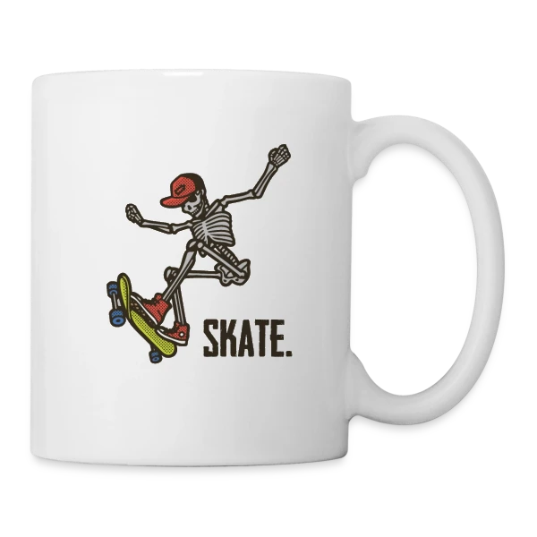 Skate Squelette Fun sur Mug blanc