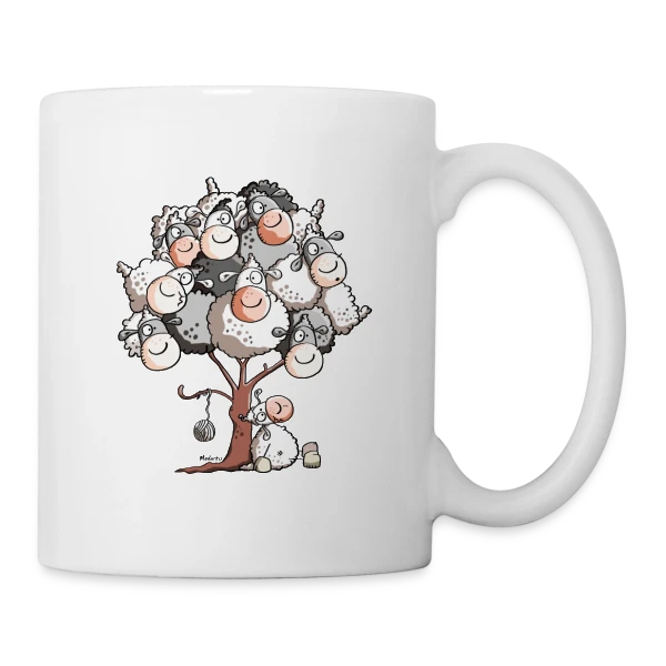 Petit Mouton Laineux Câlin sur Mug blanc