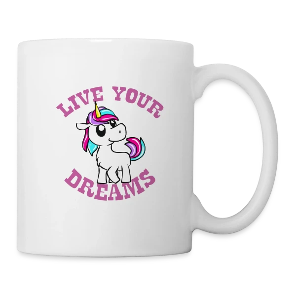 Licorne Kawaii Rêves Magiques sur Mug blanc