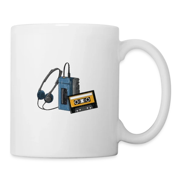 Walkman Rétro Cassette sur Mug blanc