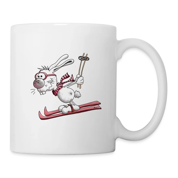 Lapin Skieur sur la Piste sur Mug blanc