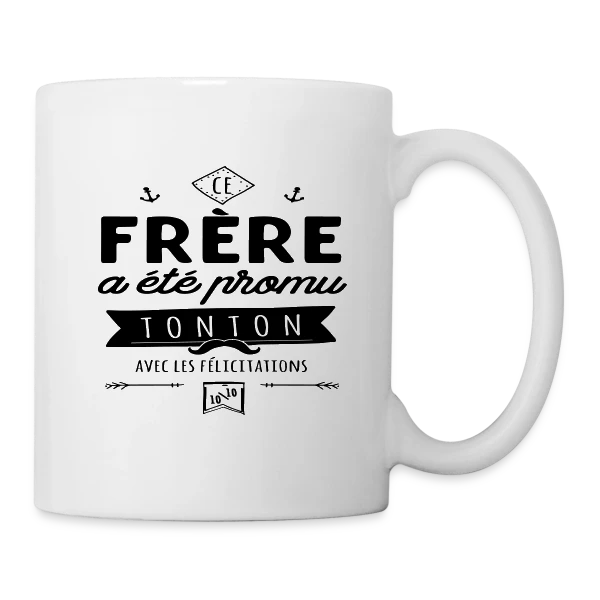 "Frère Promu Tonton" - Annonce Originale de Grossesse sur Mug blanc