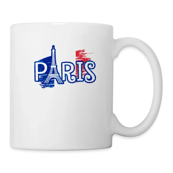 Paris Tour Eiffel Drapeau sur Mug blanc