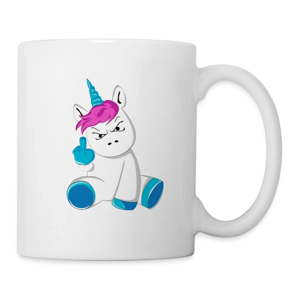 Licorne Furieuse Doigt d'Honneur sur Mug blanc