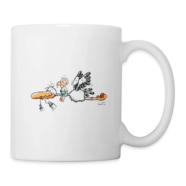 La Cigogne Apporte le Bonheur Bébé sur Mug blanc