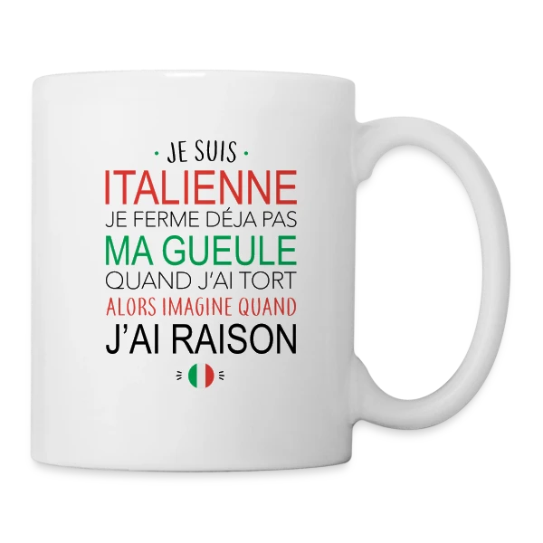 "Italienne : Ma Voix, Ma Loi" sur Mug blanc