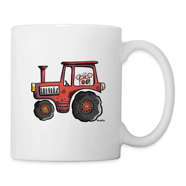 Le Cochon Conducteur de Tracteur sur Mug blanc