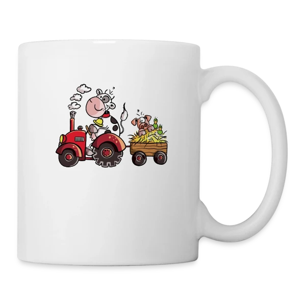 La Vache au Volant, le Cochon à Bord - T-shirt Agricole Fun sur Mug blanc