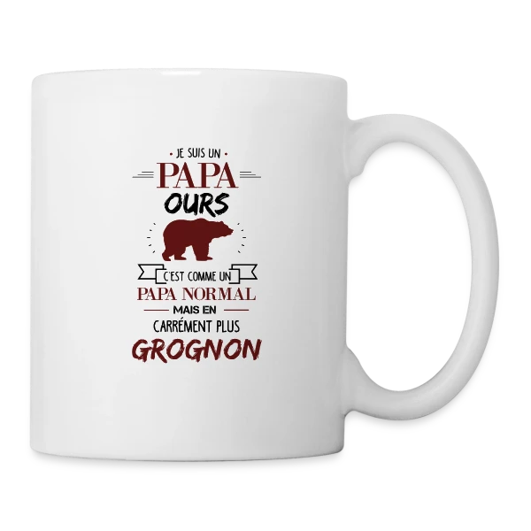 Papa Ours Grognon sur Mug blanc